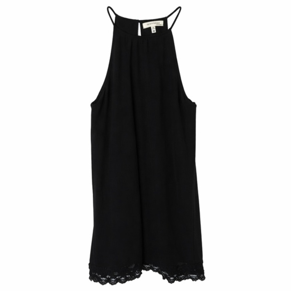 Monteau Black Spaghetti-Strap Halter Black slip dress Monteau Los Angeles XS